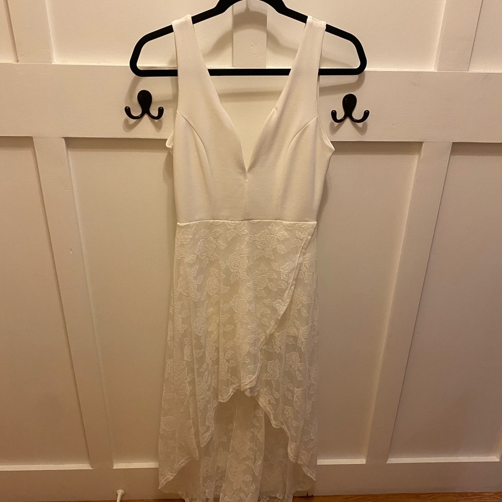 White high low love culture dress